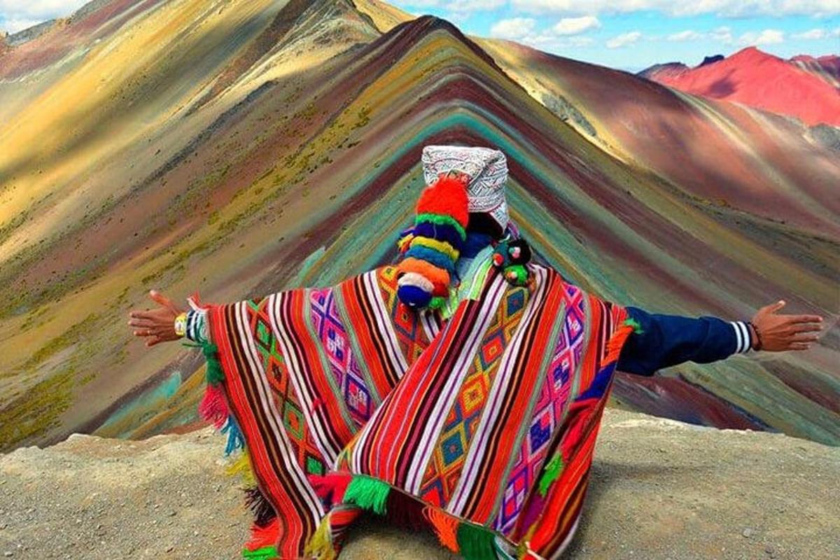 a painting of a person laying on top of a mountain