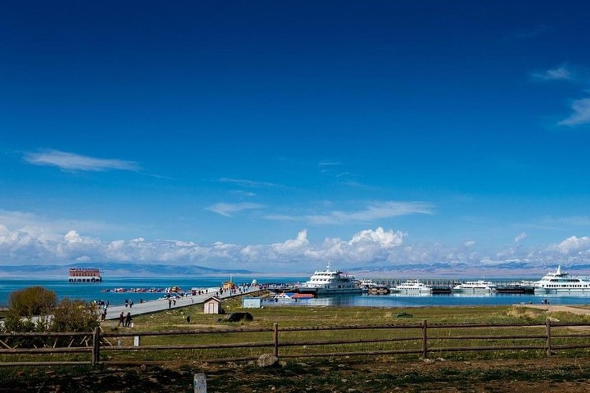 a view of a harbor with boats in the water