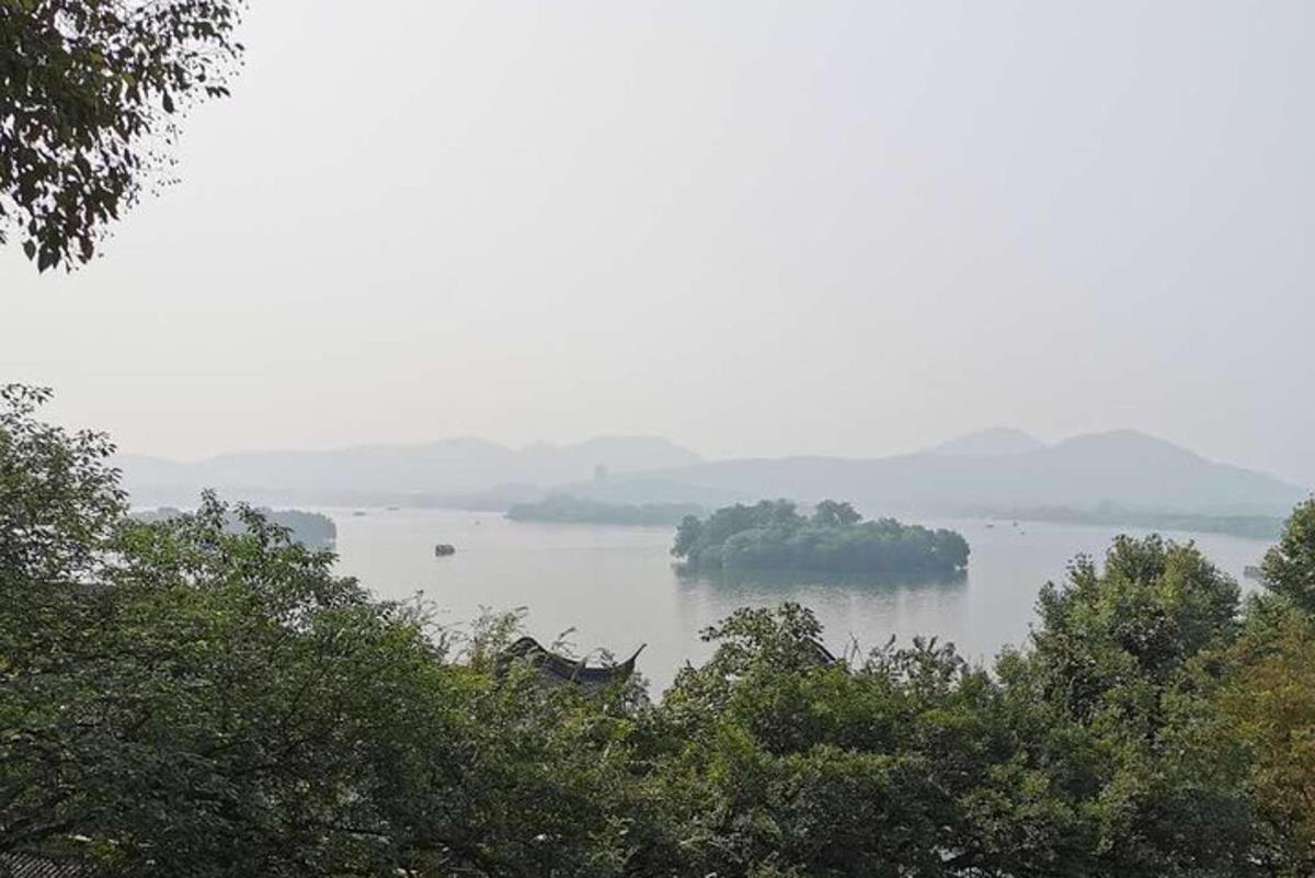 a view of a river with islands in the water