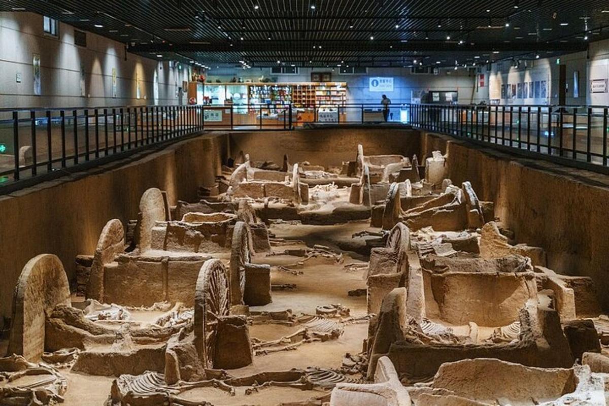 a room filled with ruins of a museum