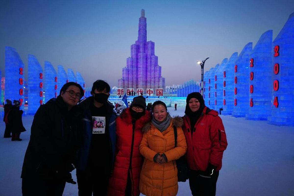 a group of people standing in front of a building