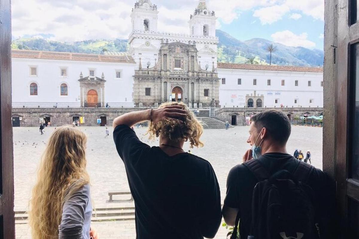 a group of people standing in front of a building