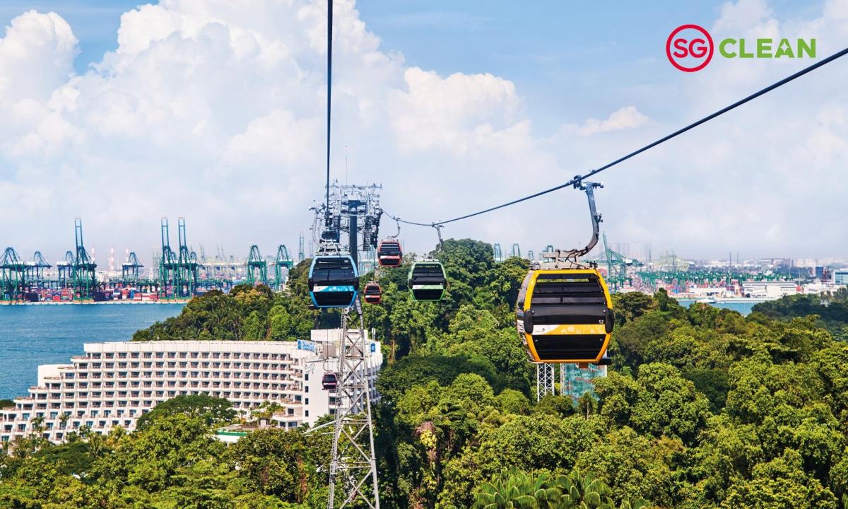a group of gondolas flying over a city