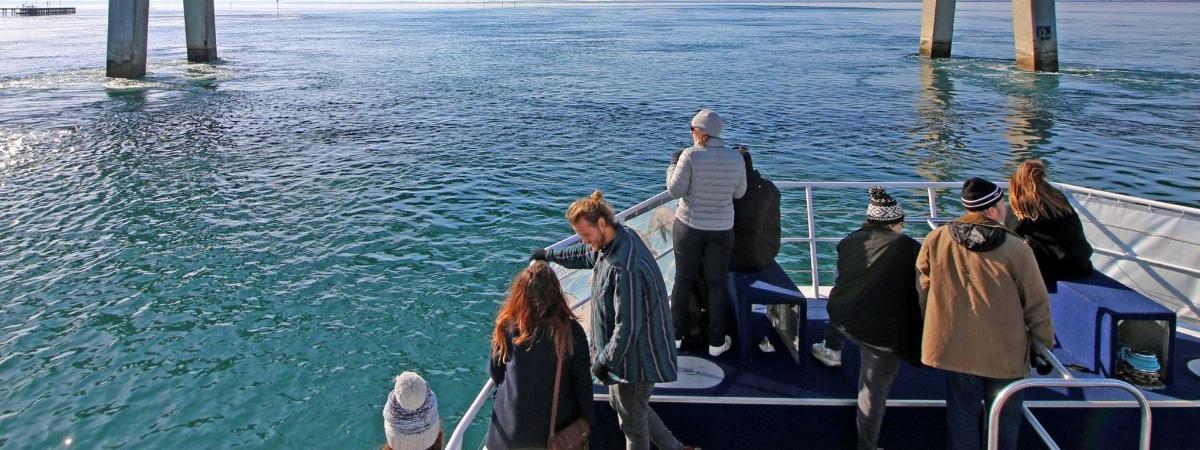 un grupo de personas en un barco en el agua