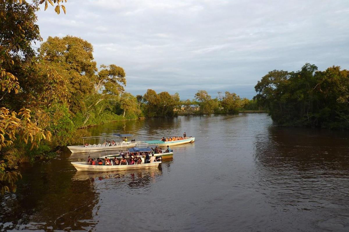 two boats filled with people on a river