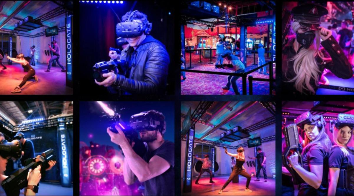 Un collage de fotos de personas bailando en una habitación.