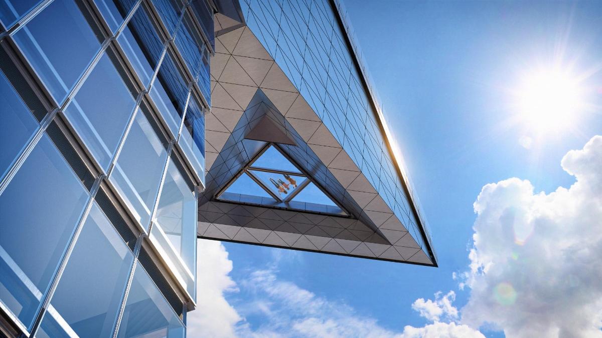 a building with a window on the side of it
