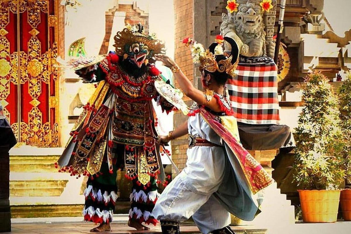 a man and a woman dressed in costumes dancing