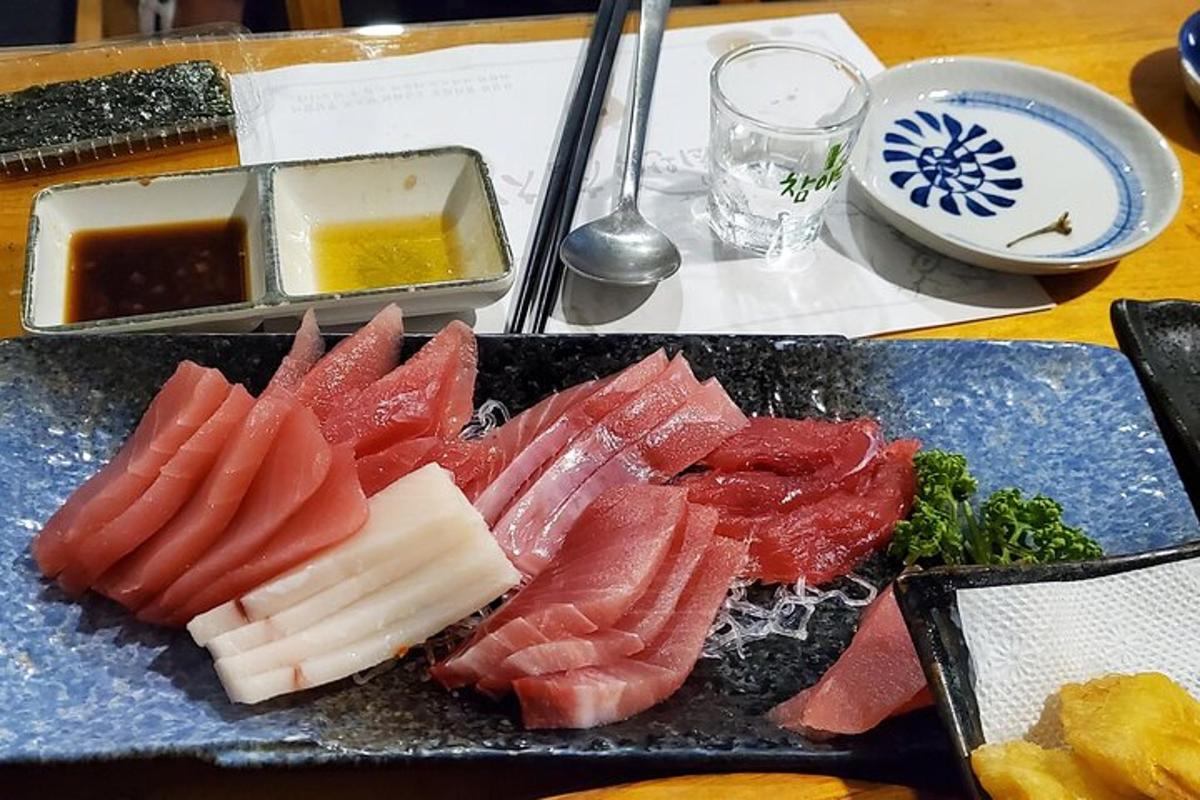 a plate of different types of food on a table