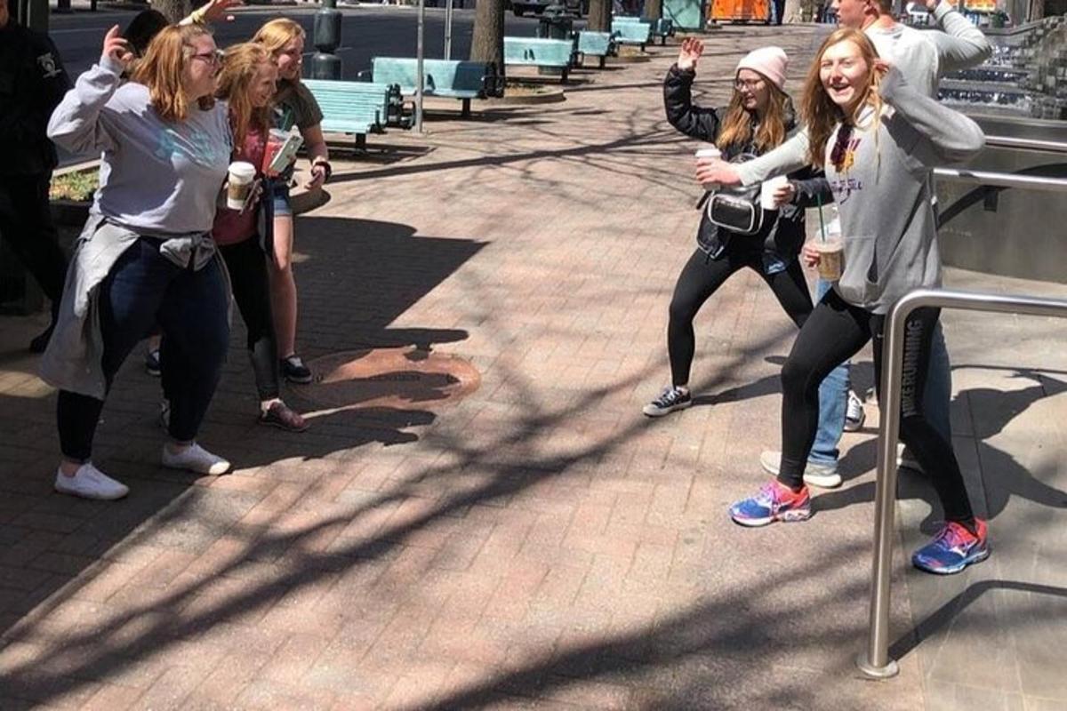a group of young women are posing for a picture