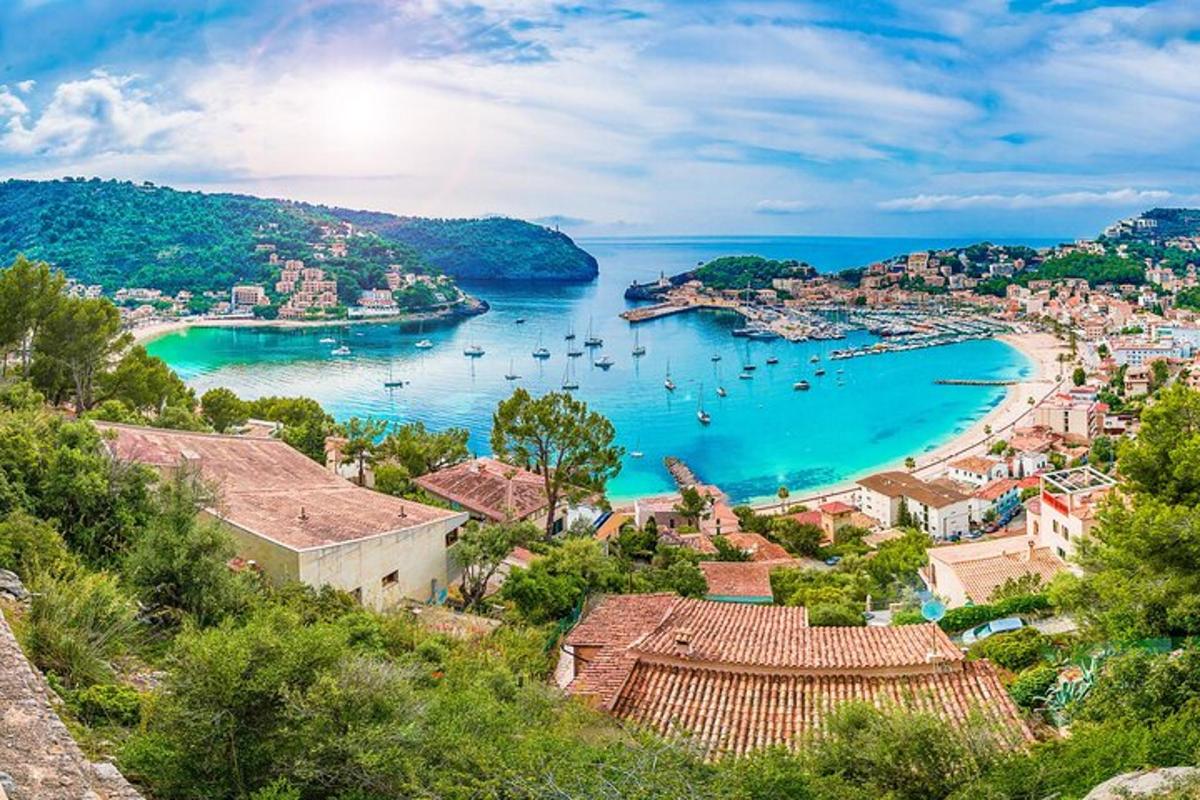 a view of a bay with boats in the water