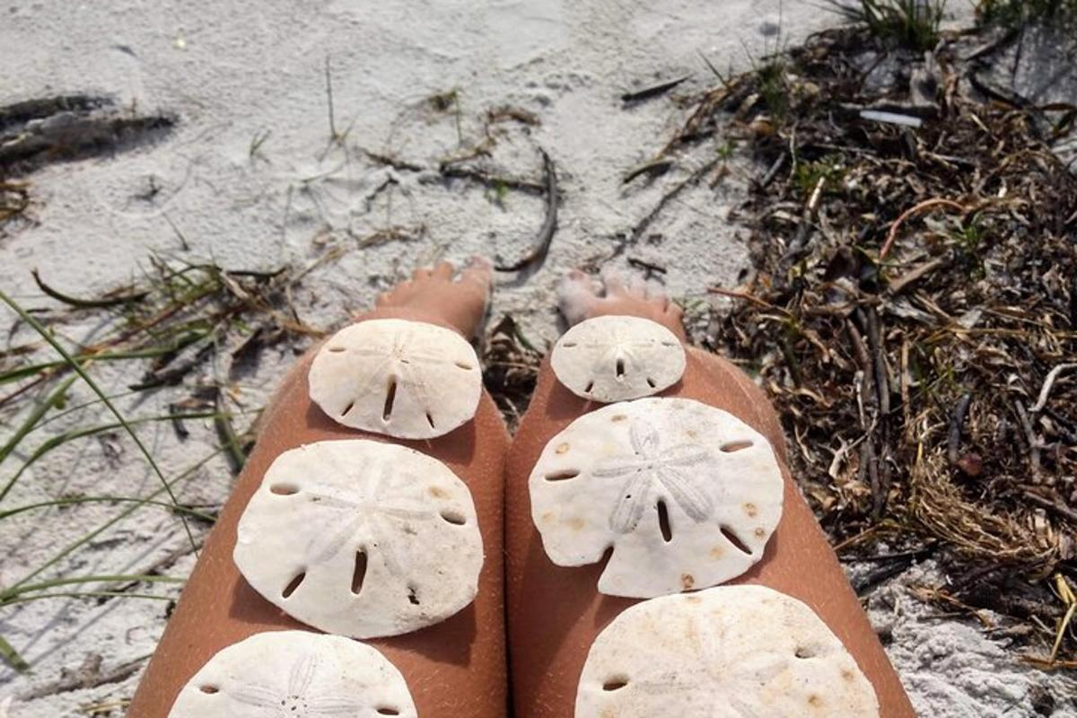 uma pessoa em pé na praia com os pés na areia