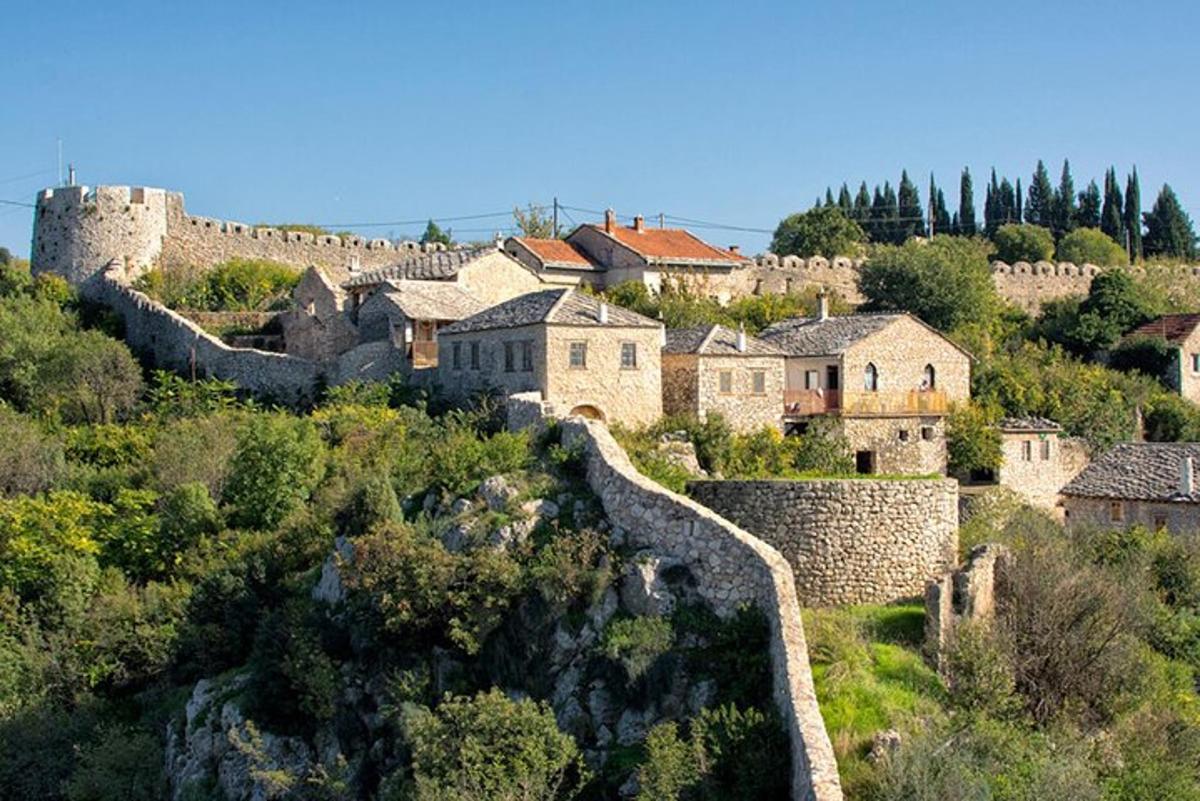 a village on a hill with a castle