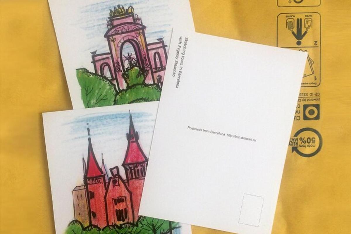Dos hojas de papel con un dibujo de un edificio.