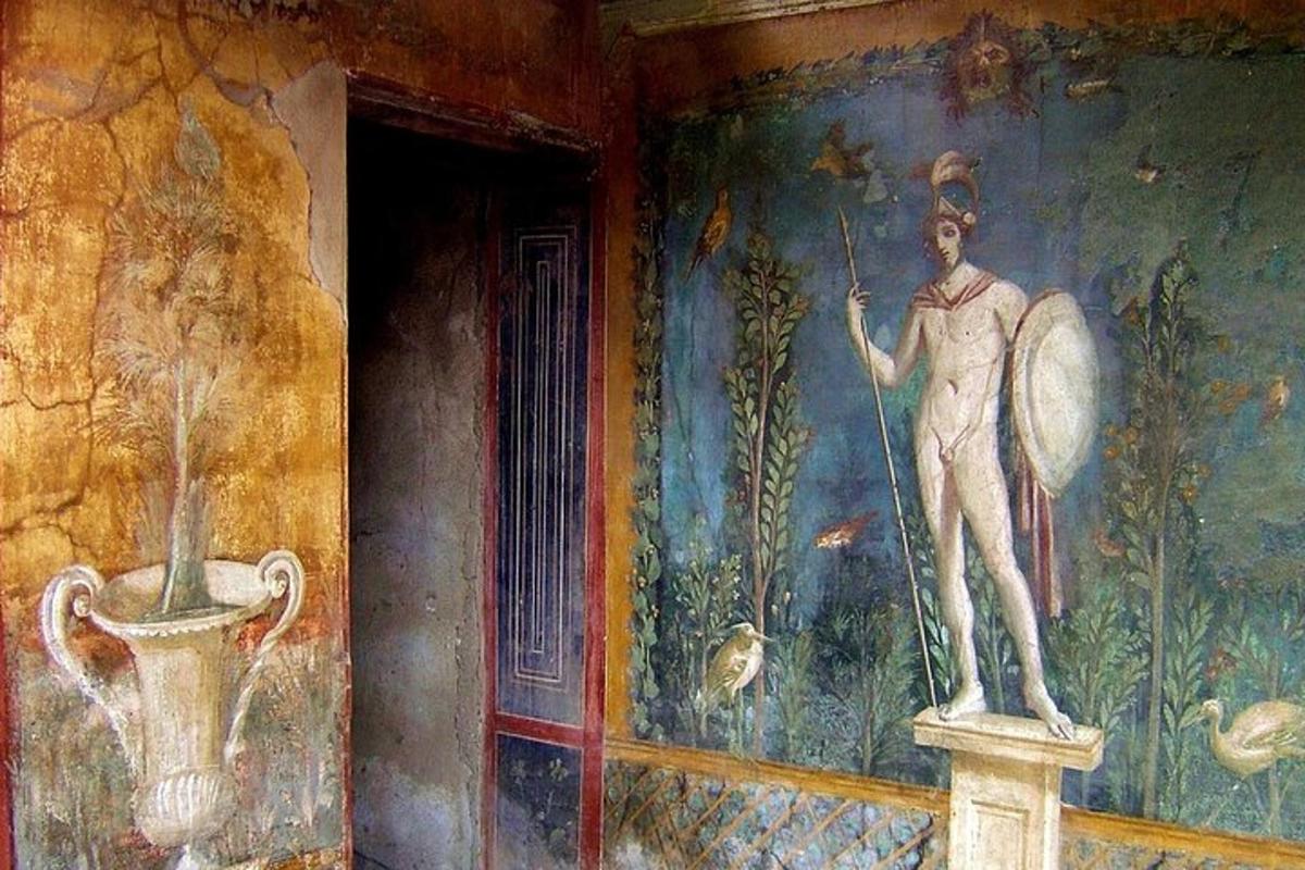 a painting of a man with a spear on a wall