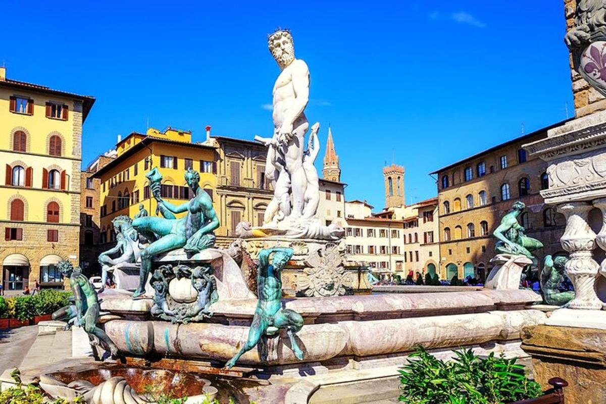 una fontana nel mezzo di una città con edifici
