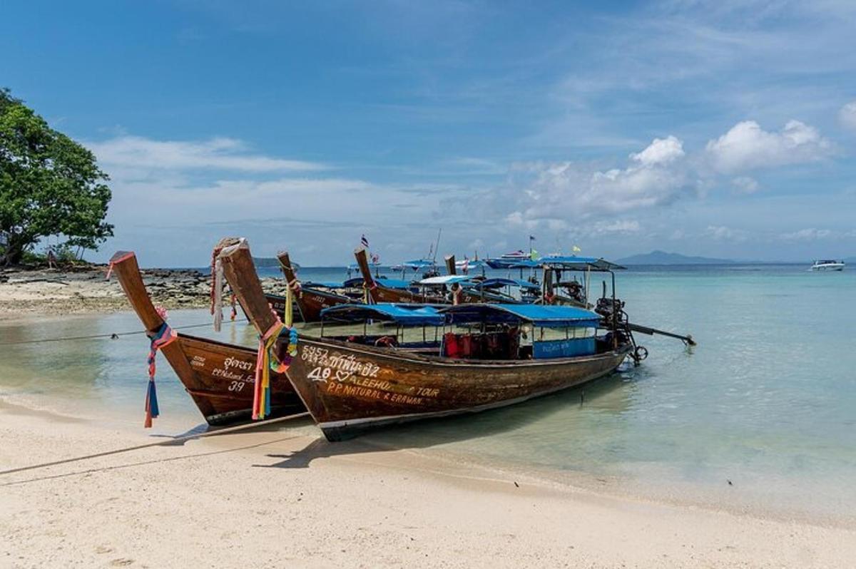 กลุ่มเรือจอดอยู่บนชายหาด