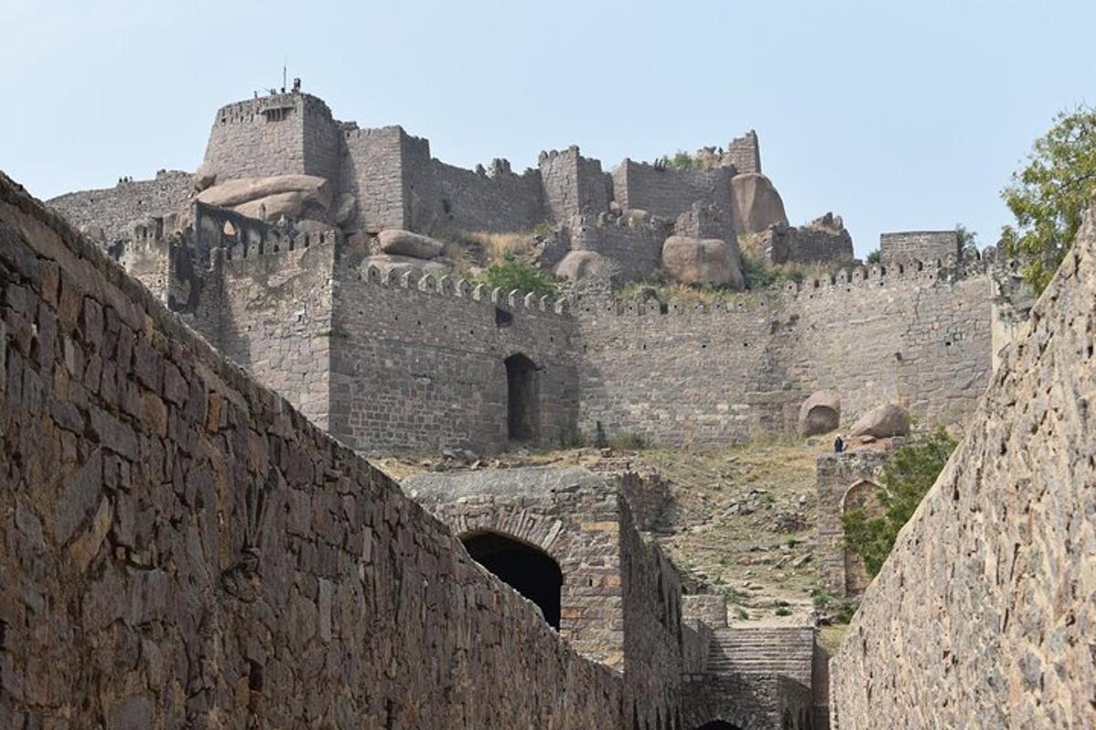 a castle on top of a stone wall