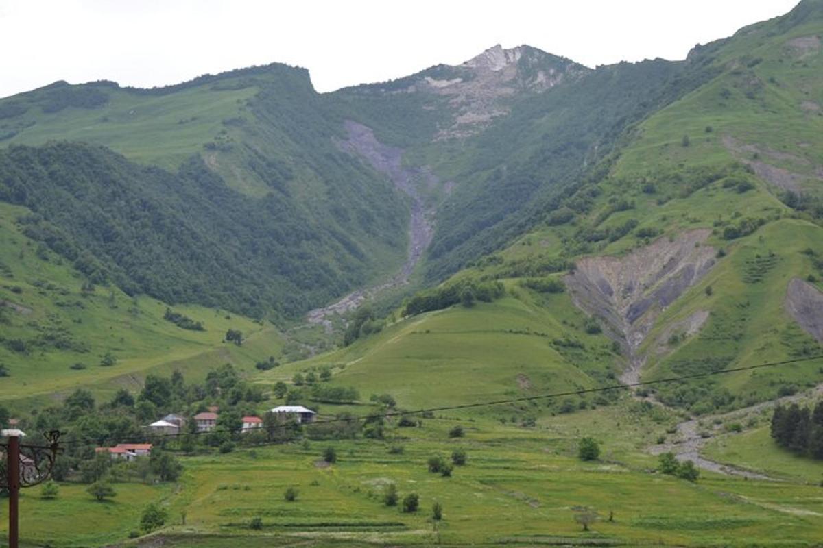 una vista de un valle verde con montañas