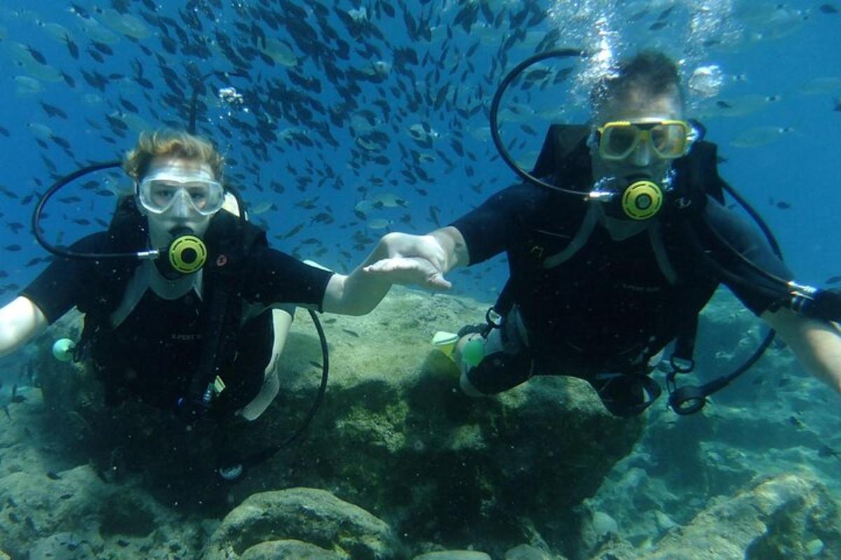 due persone in attrezzatura da sub in acqua