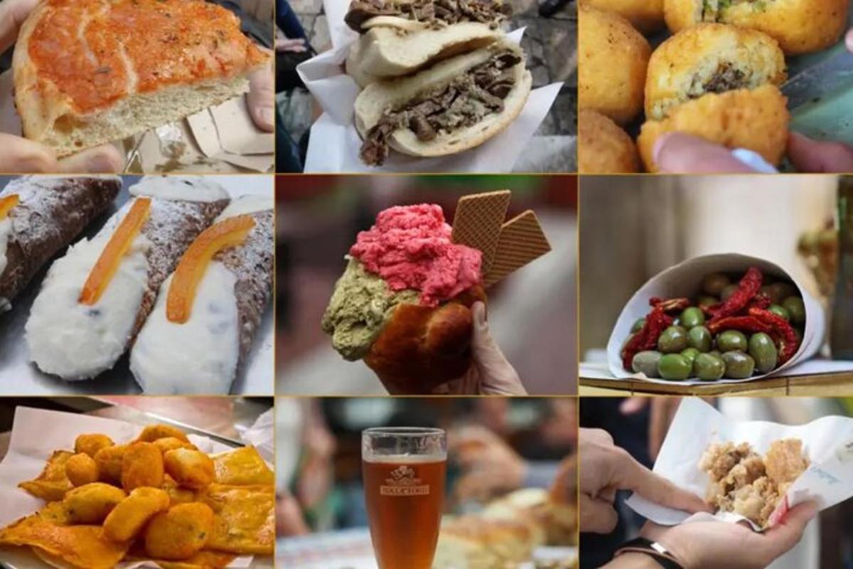 a collage of pictures of different foods and a glass of beer