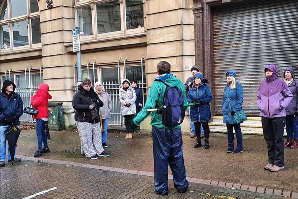 a group of people standing outside of a building