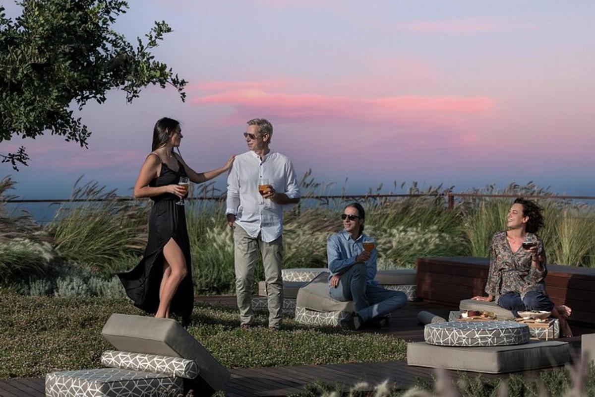 a group of people standing around in a yard
