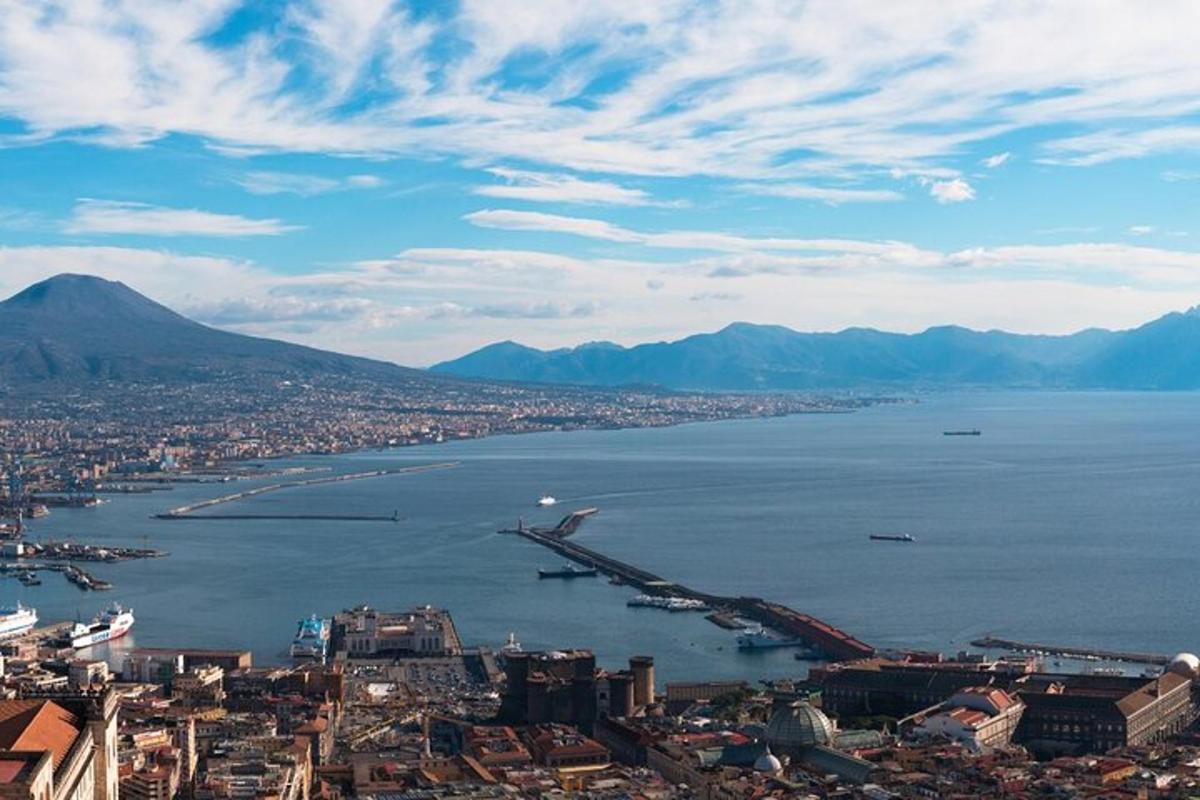an aerial view of a city and a body of water