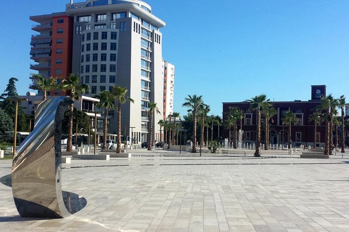 a skateboard ramp in a plaza in a city