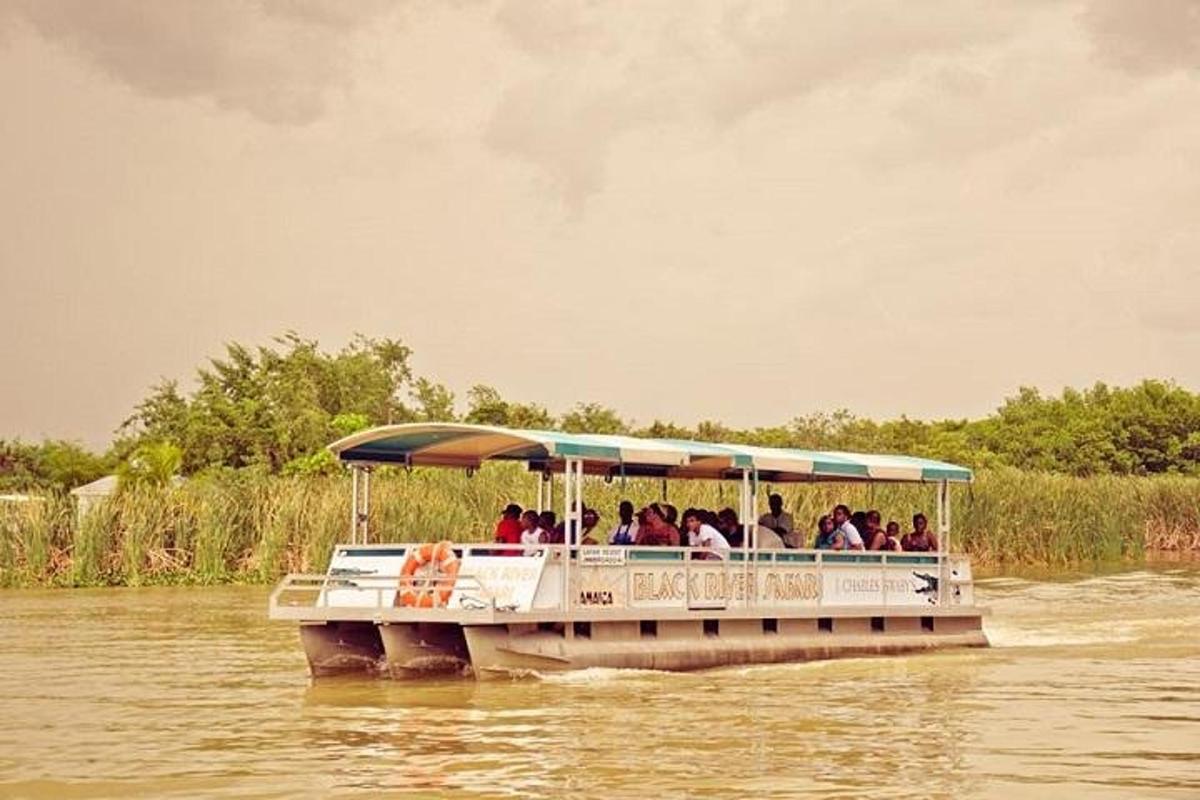 a group of people riding a boat on a river