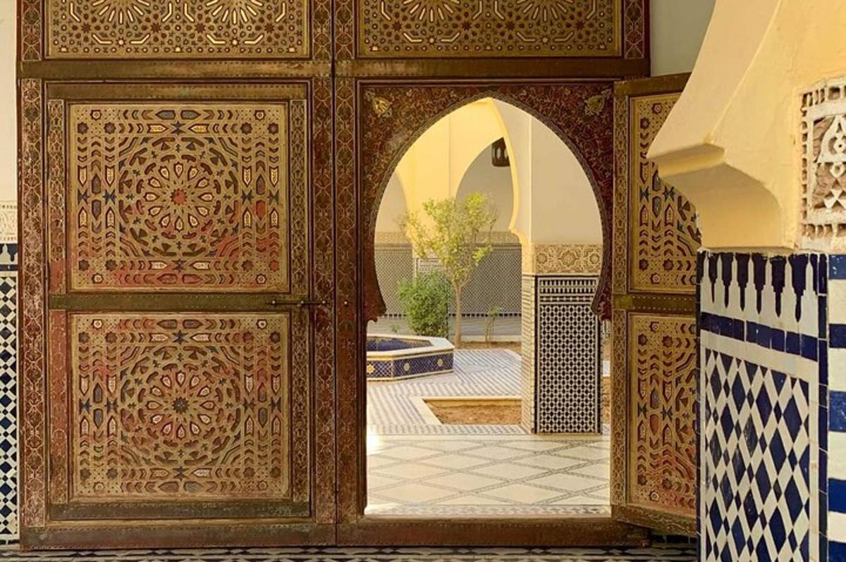 an entrance to a building with an open door