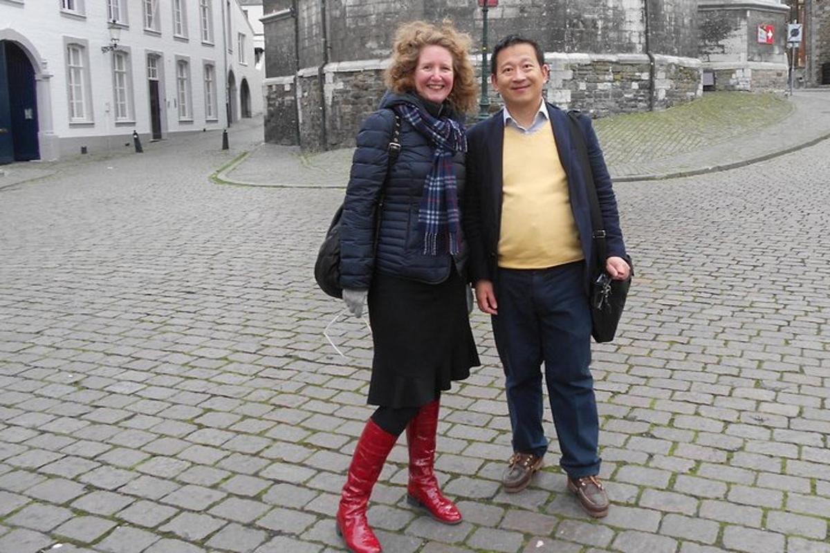 a man and a woman standing on a street