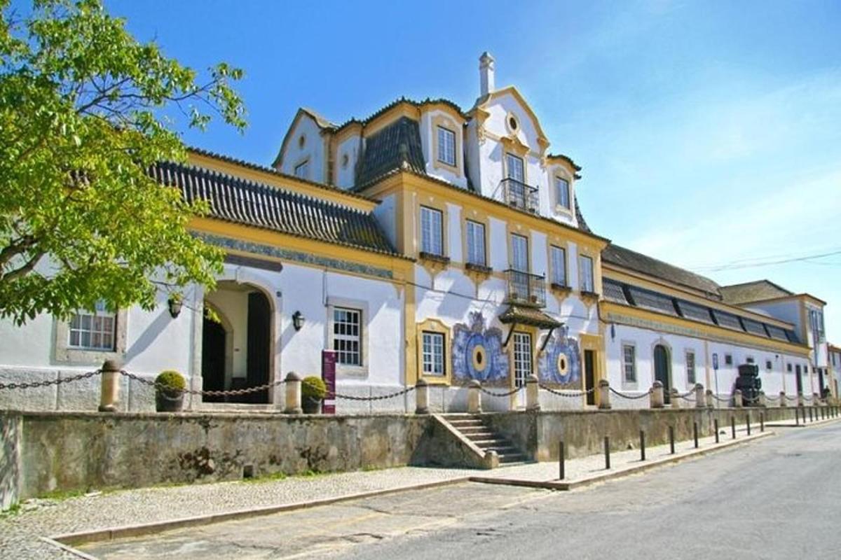 un grande edificio giallo e bianco su una strada