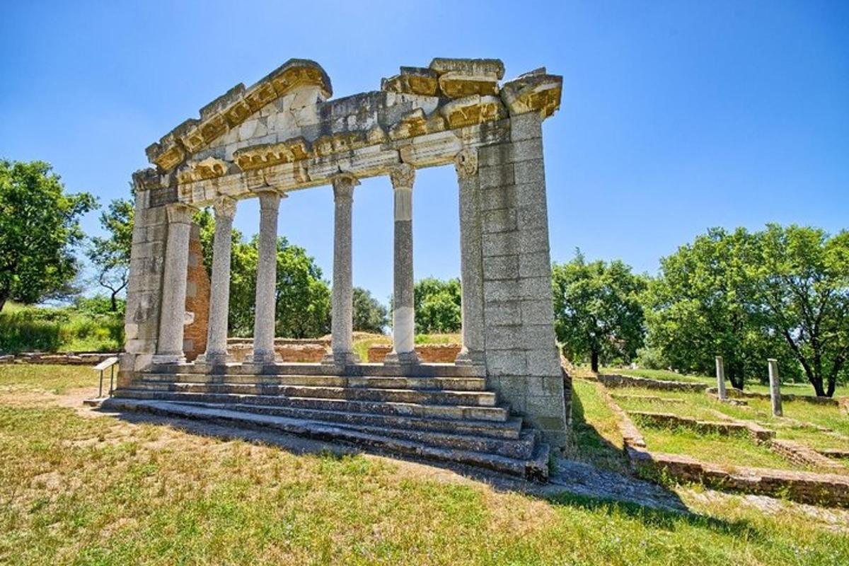 starodavne ruševine na polju s travo in drevesi
