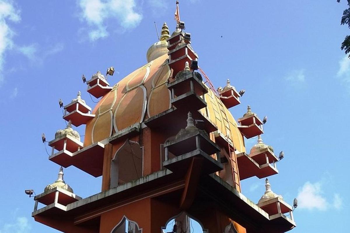a view of the top of a church tower