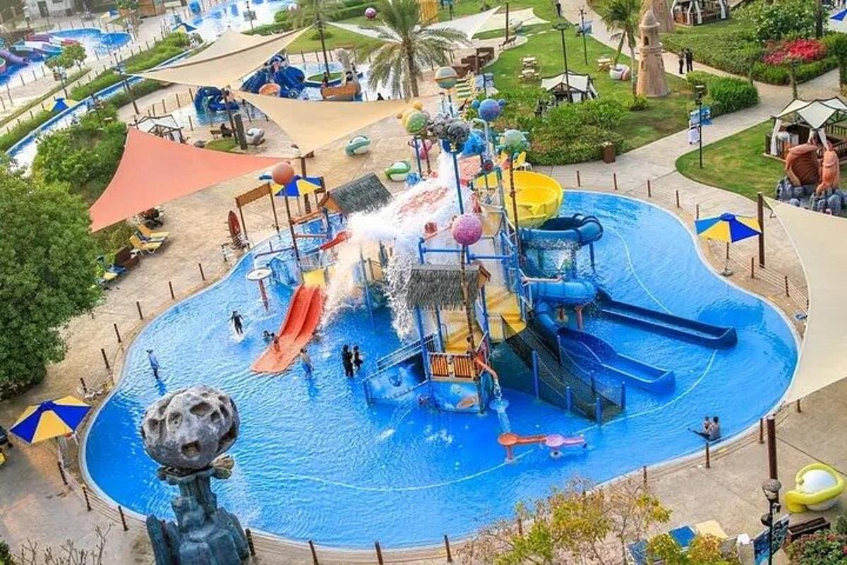 a large water park with a water slide