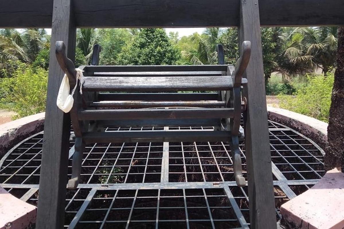 a wooden bench sitting on top of a table