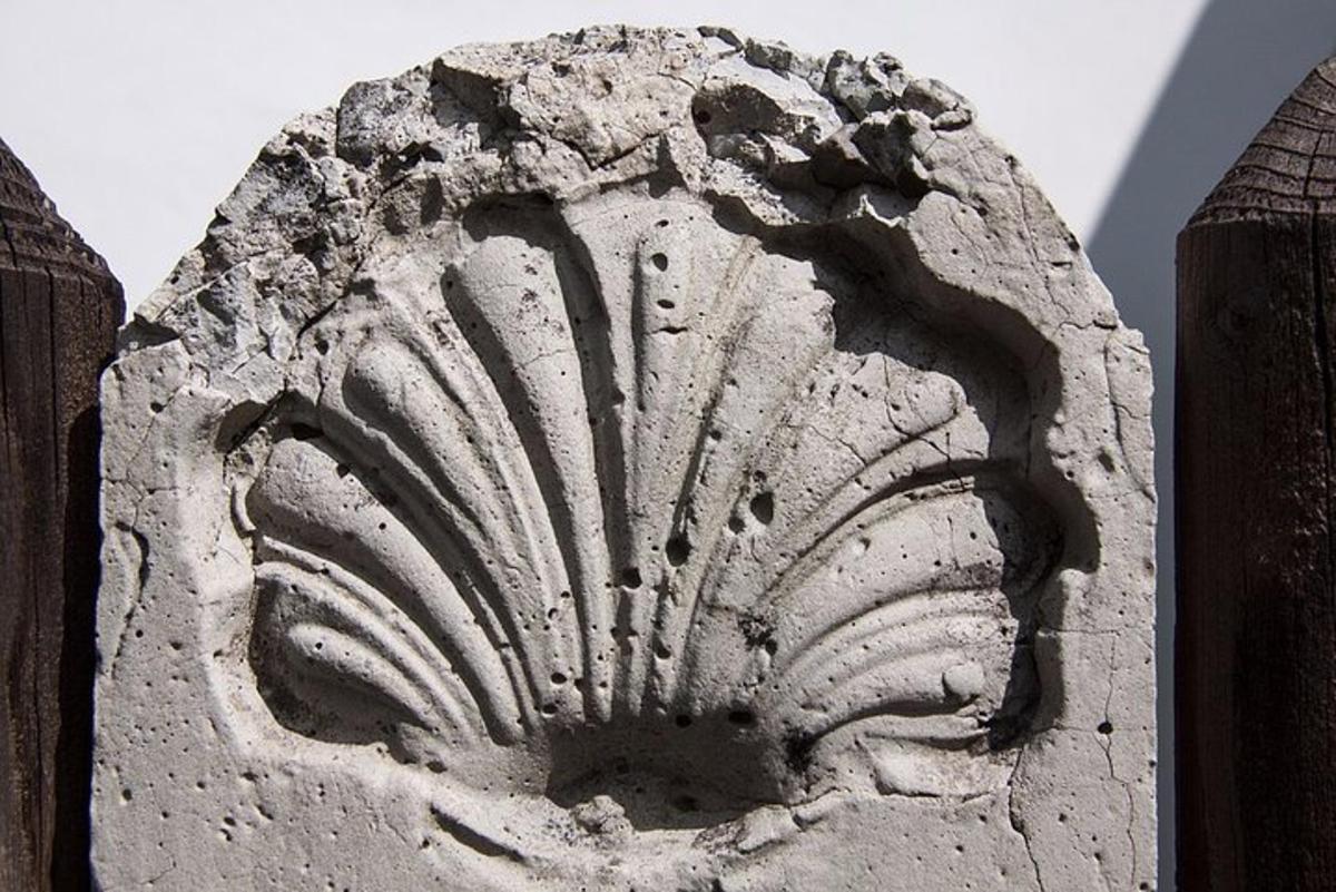 a stone block with a design on it