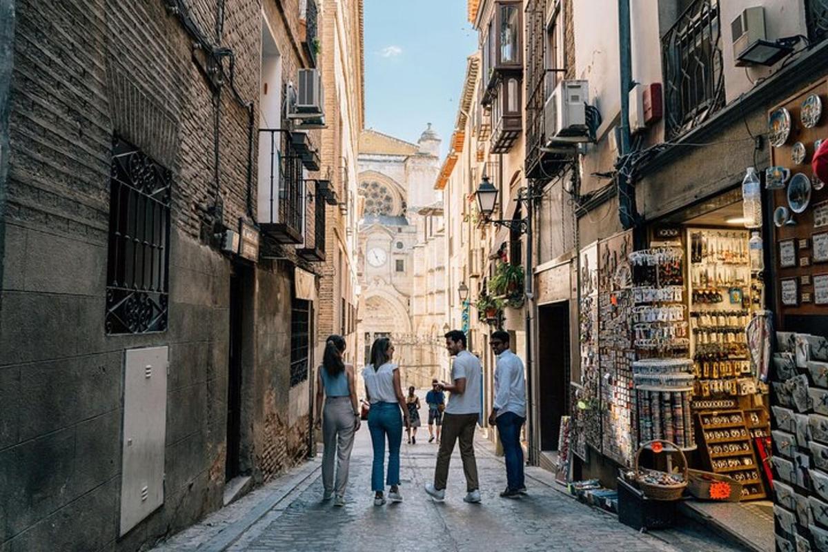 a group of people walking down a street