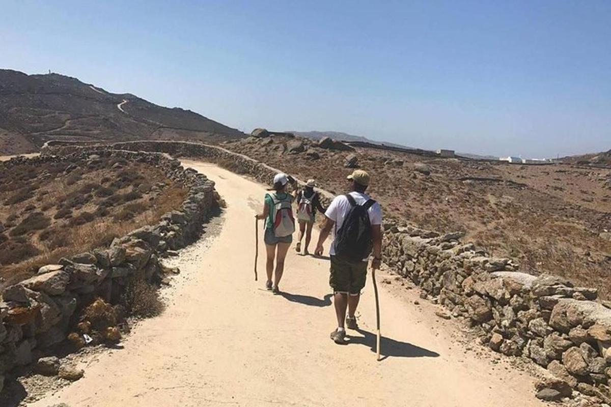 un gruppo di persone che camminano lungo una strada sterrata