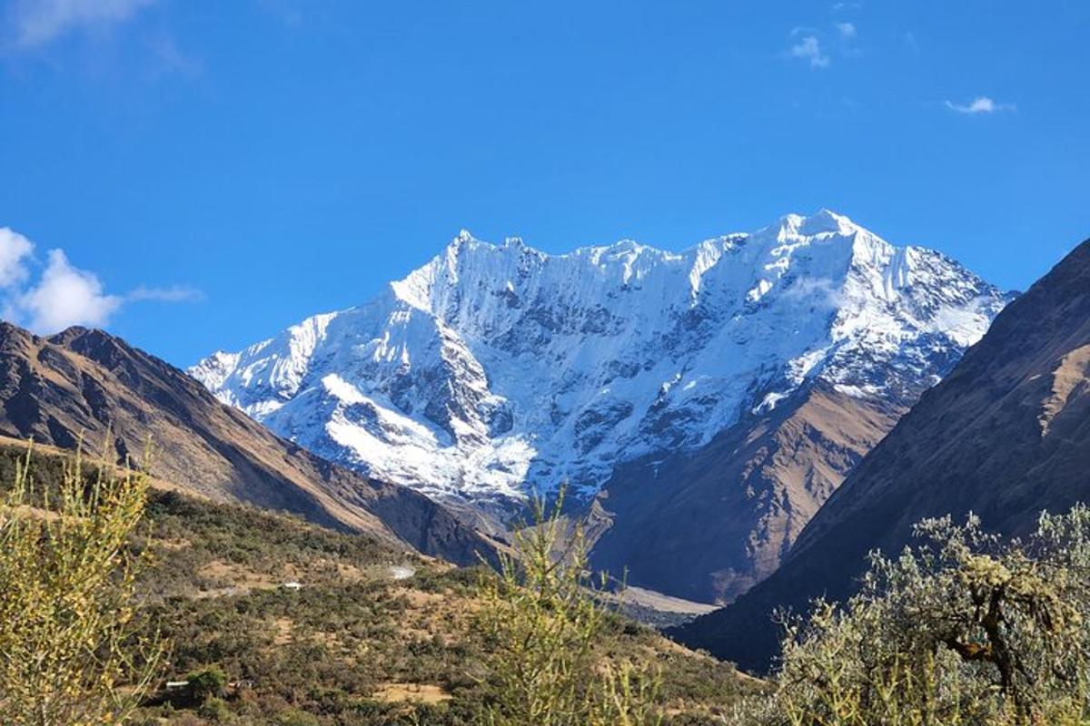 gunung yang dilitupi salji di tengah-tengah lembah