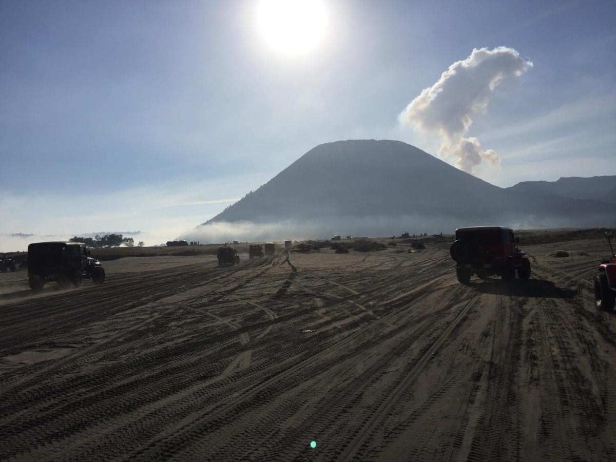 a mountain in the middle of a dirt road