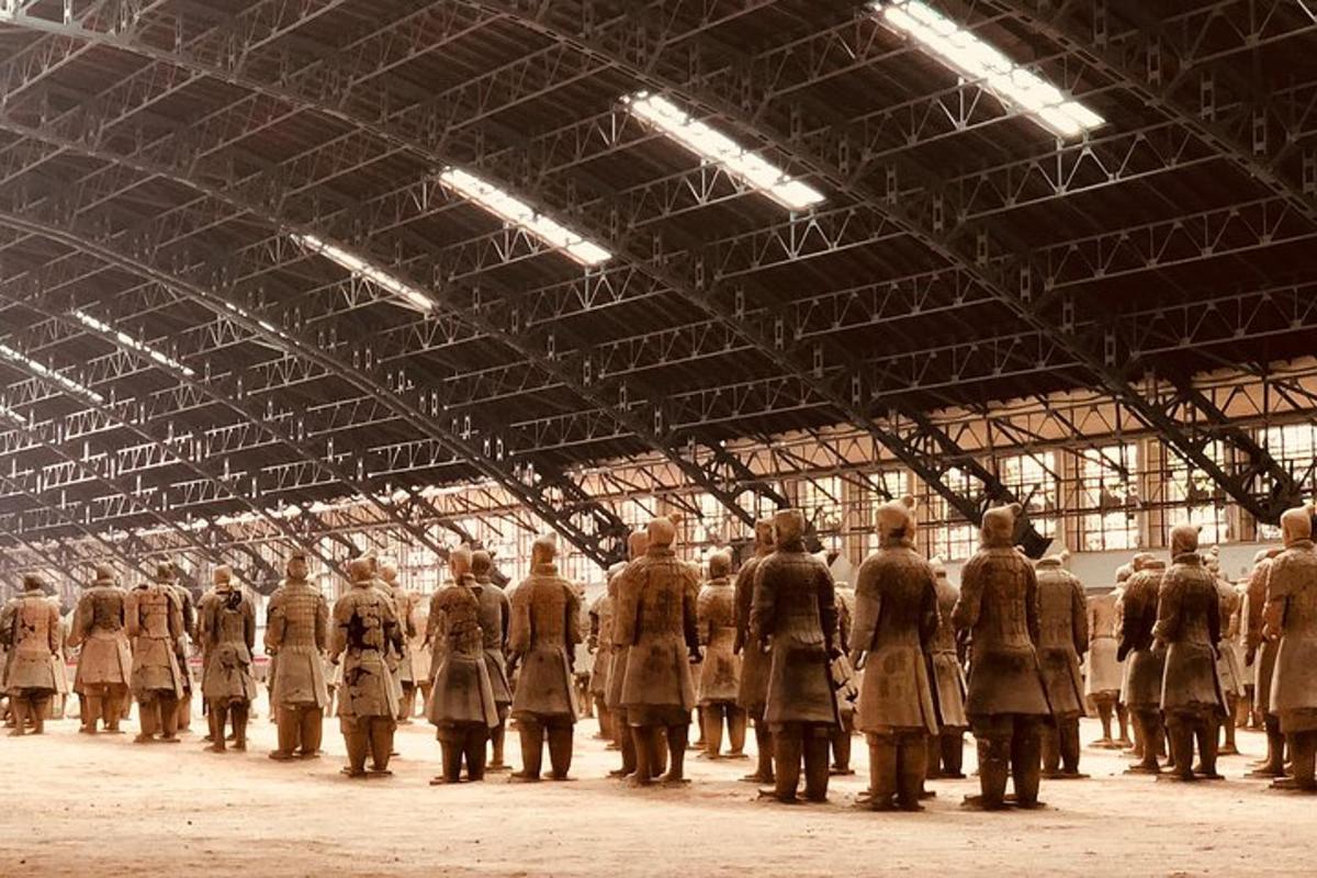 a group of people standing in a building