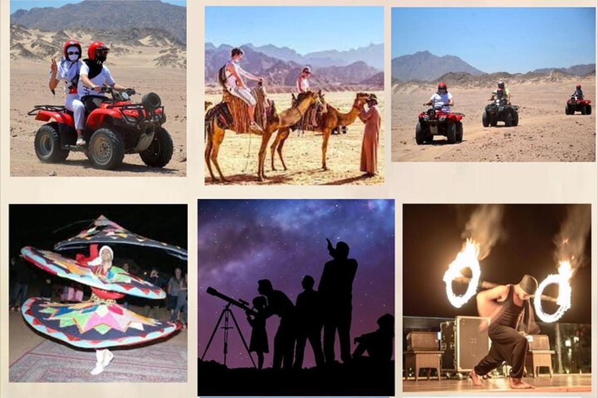 a collage of pictures of people riding on quad bikes
