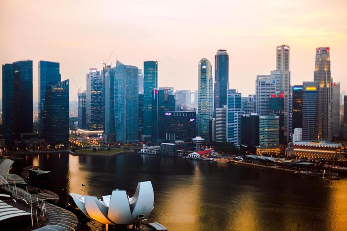 a view of a city with a river and buildings