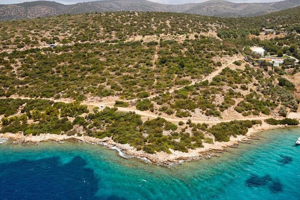 an aerial view of an island in the ocean