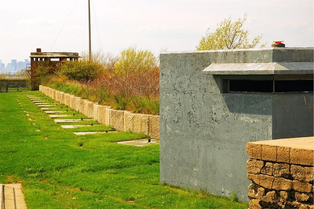 a garden with a stone wall and grass