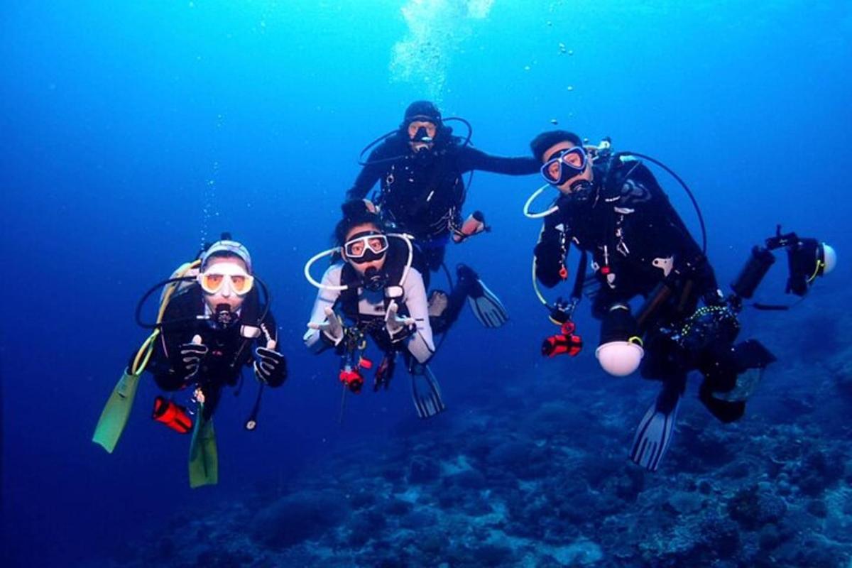 a group of people swimming in the ocean
