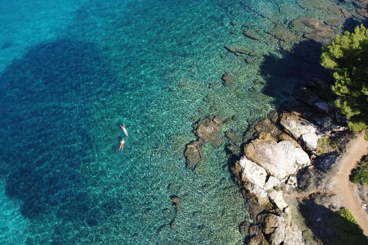 una vista cenital d'una persona nedant a l'oceà