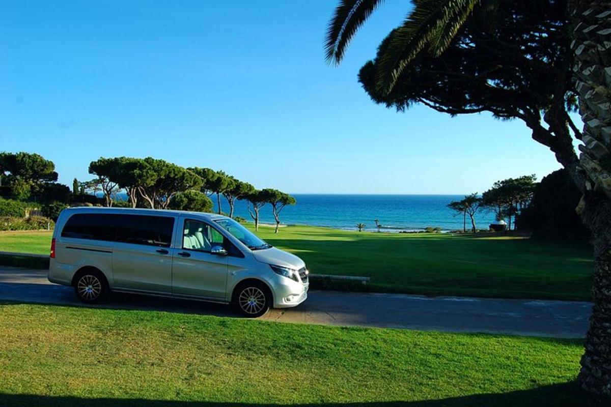 una camioneta estacionada en una carretera cerca del océano